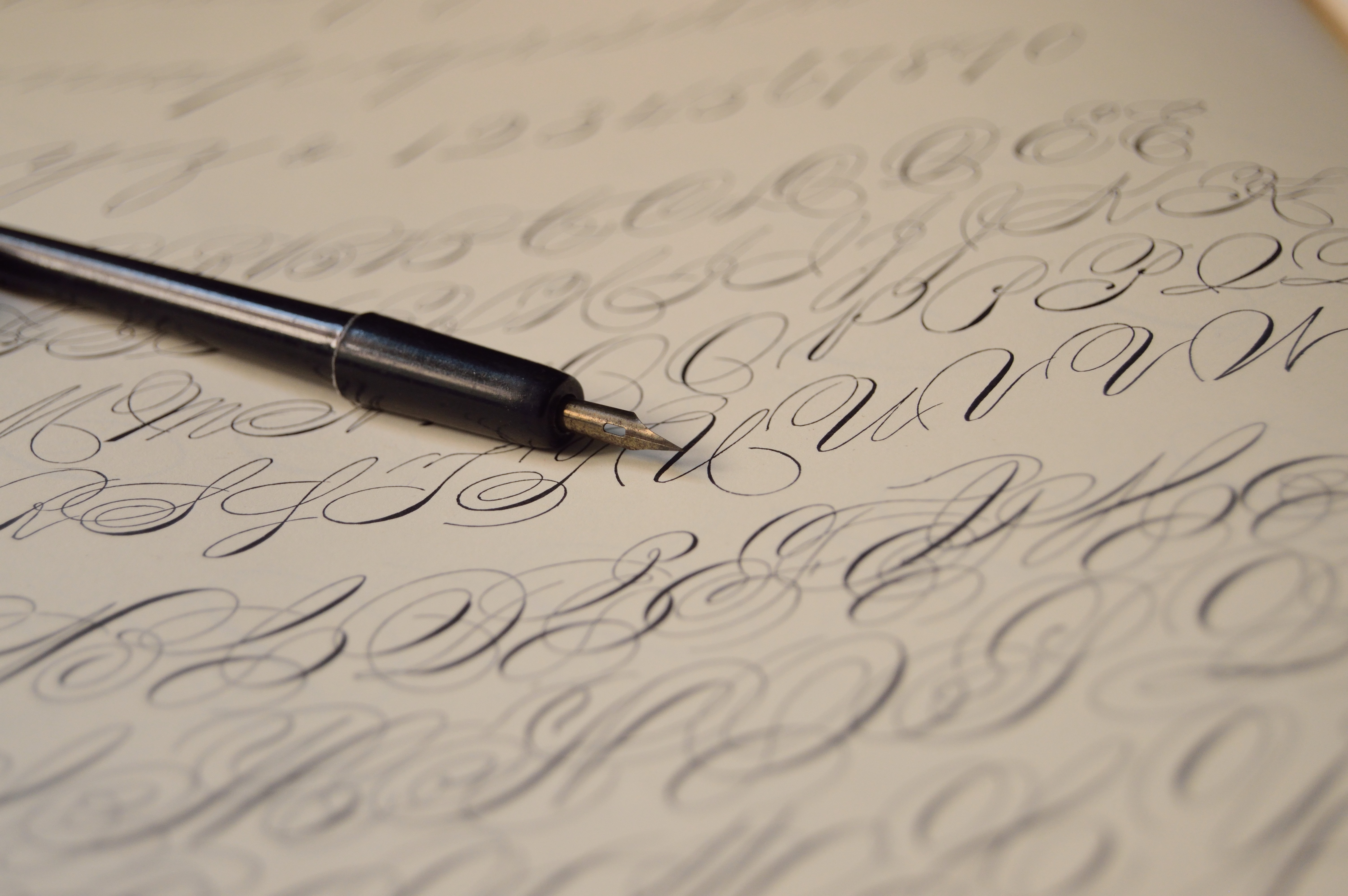 whisky: a fountain pen on a sheet of paper with calligraphy