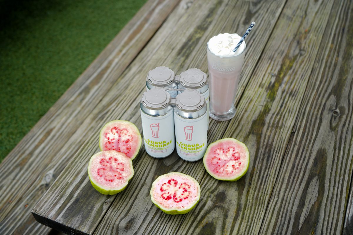 Braxton: pink guava fruit with beer cans and a milkshake